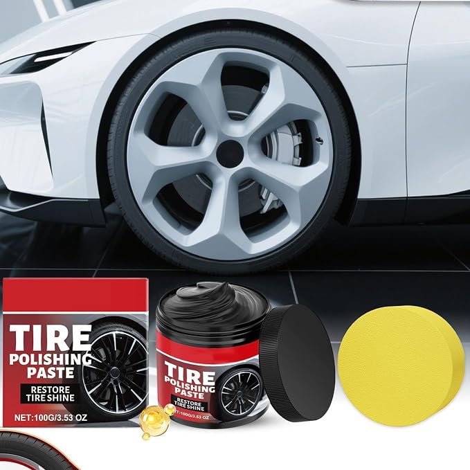 Car Tire Shine with Sponge - 100g Tire Shine Paste | Automotive Wheel Protectant | Wheel Shines Tires Polishing Paste for Cars Trucks Motorcycles RVs & More