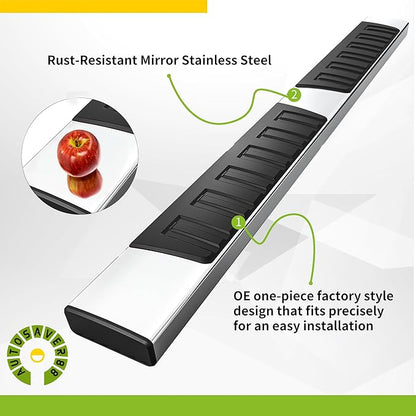 AUTOSAVER88 6.5" Running Boards Compatible with 2019-2026 Chevy Silverado/GMC Sierra 1500, 2020-2026 Silverado/Sierra 2500HD 3500HD Crew Cab Side Steps Nerf Bars (Excl. 2019 1500 LD)
