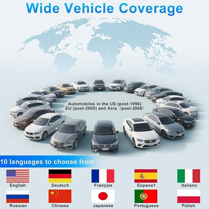 OBD2 Scanner Diagnostic Tool, Check Engine Lights and Clear Vehicle Trouble Code, Battery Start Test, Live Data, Cloud Printing, Freeze Frame, Car Scanner for All OBDII Vehicles Since 1996