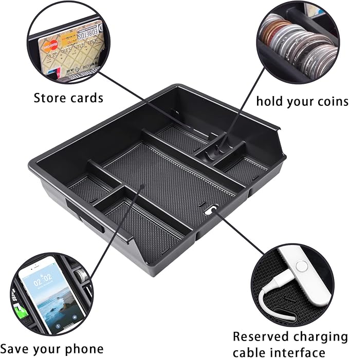 EDBETOS Center Console Organizer Tray Compatible with 2014-2018 Chevy Silverado/GMC Sierra 1500 Accessories 2015-2019 Silverado/Sierra 2500HD/3500HD Compartment Storage,Full Console w/Bucket Seat ONLY