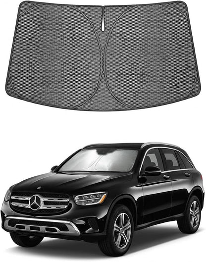 Proadsy Windshield Sun Shade Custom Fit Mercedes-Benz GLC 260 300 2023-2026 Ice Crystal Black Front Window Sunshade UV and Heat Blocker Foldable Visor Keeps Car Cooler for Summer Parking and Daily Use
