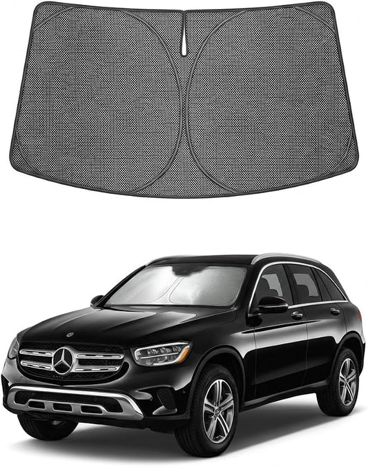 Proadsy Windshield Sun Shade Custom Fit Mercedes-Benz GLC 260 300 2023-2026 Ice Crystal Black Front Window Sunshade UV and Heat Blocker Foldable Visor Keeps Car Cooler for Summer Parking and Daily Use