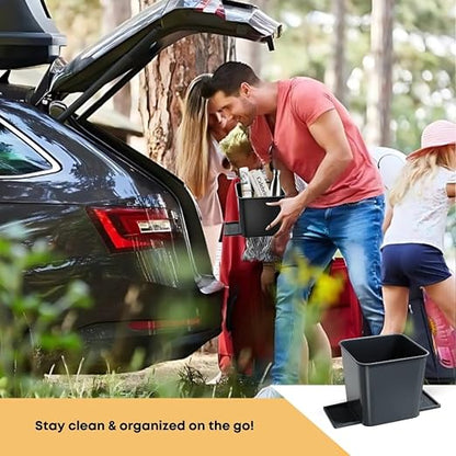 Car Trash Can for Vehicles Leakproof Compact Garbage Bin w/Stability Flap, Anti-Slip Base, Portable Trash Holder for Cars, Trucks, SUVs, Minivans (Gray, Small)