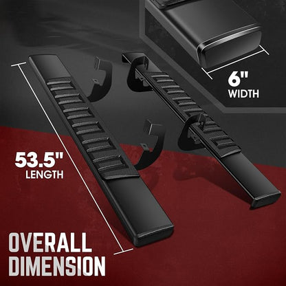 DNA Motoring 6 Inch Wide Flat Running Boards Side Step Bars Compatible with 2007-2018 Chevy Silverado GMC Sierra 1500/2007-2019 Silverado Sierra 2500HD 3500HD Standard Cab, STEPB-A-0003