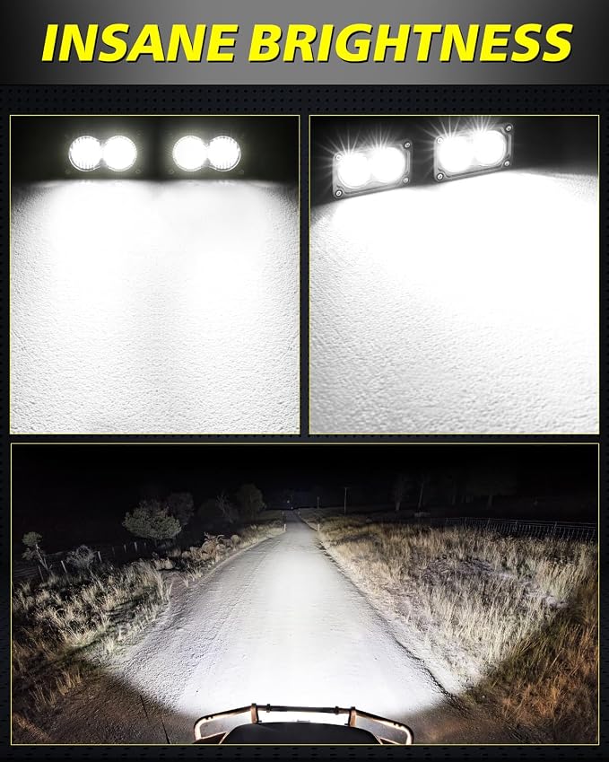 LED Pods 3" 40W CREE LED Low Beam Fog Lights Small Off Road Lights | 2pcs Driving Combo Beam Ditch Head Lights Pods for Trucks Dirt Bike Motorcycle UTV ATV SUV