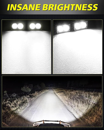 LED Pods 3" 40W CREE LED Low Beam Fog Lights Small Off Road Lights | 2pcs Driving Combo Beam Ditch Head Lights Pods for Trucks Dirt Bike Motorcycle UTV ATV SUV