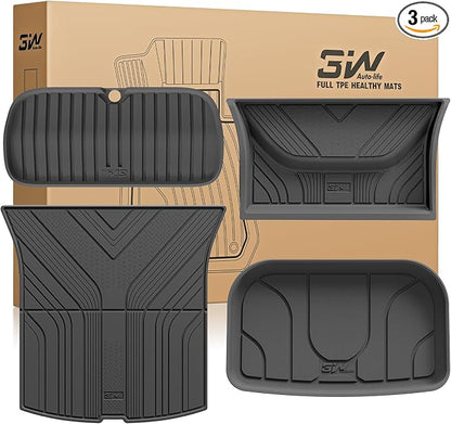 3W Cargo Mats for 2025 2026 Tesla Model Y Juniper Premium/Performance, Front & Rear Trunk Mats Cargo Liners Anti-Slip TPE All Weather Accessories Vigormold™ (NOT for Standard)