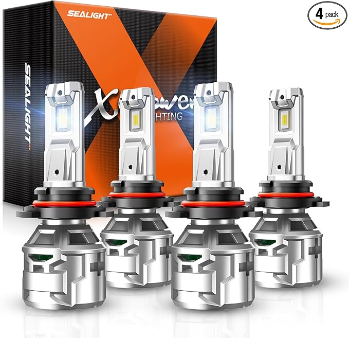 SEALIGHT High Power 9005 9006 led Bulbs Cambo 60000LM 9005/hb3 9006/HB4 Bulbs,Prolong Lifespan IP68 60000Hrs Canbus Ready 1:1 Size Quick Installation, Pack of 4