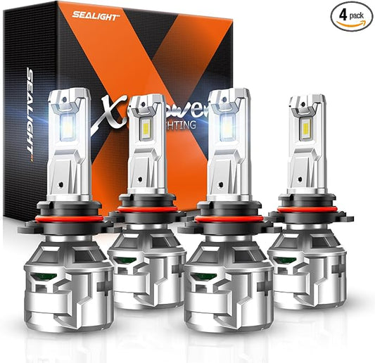SEALIGHT High Power 9005 9006 led Bulbs Cambo 60000LM 9005/hb3 9006/HB4 Bulbs,Prolong Lifespan IP68 60000Hrs Canbus Ready 1:1 Size Quick Installation, Pack of 4