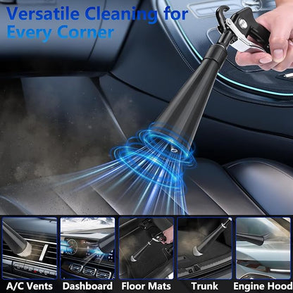 Preciva Tornado Blow Gun, Air Duster for Interior Seats, Headliner, AC Vents, Crevice Cleaning, High-Pressure 60-160PSI (0.6-0.92MPa), 1/4" Quick Connect, Includes 2 Nozzles & 2 Connectors