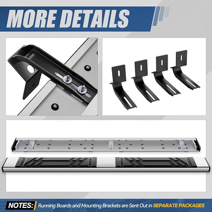 Auto Dynasty Running Boards Compatible with 2014-2019 Chevy Silverado GMC Sierra 1500 LD 2500HD 3500HD Standard Cab, Stainless Steel Side Step Rail Nerf Bars, 6.5" Step Bars, Polished