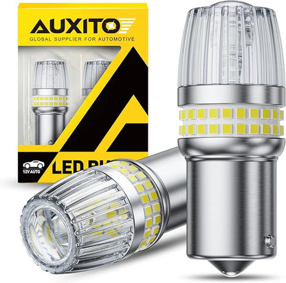 AUXITO Latest 1156 LED Bulbs White Reverse Lights, 700% Brighter 7506 BA15S P21W 1141 1003 Bulbs with Projector for Backup Parking Tail Brake Signal Marker Daytime Running Light, Pack of 2