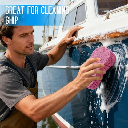 3PCS Car Wash Sponge, Heavy Duty Car Sponges for Washing, Car Accessories Large Sponges for Cleaning, Automotive Cleaning Supplies, Eco Friendly Sponge (7.68 x 3.74 x 1.38 Inch), Pink