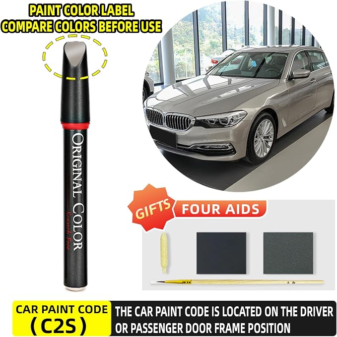 Carhoo C2S/WC2S Jucaro Beige Touch Up Paint Suitable For BMW, Genuine Custom Color Absoulutely Without Color Differences (16ml)