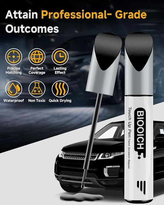 Touch Up Paint Pen Exact Color Match Car Chip and Scratch Repair (for Land Rover, Santorini Black(820/PAB/1AG))