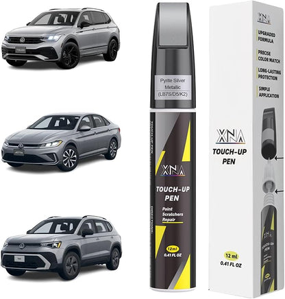 XNA Pyrite Silver Metallic(LB7S/D5/K2) for Volkswagen Touch Up Paint, Car Scratch Remover for Nicks and Chips Repair, 2-In-1 Quick & Easy Fix Car Scratch Repair Kit with Exact Color-Matched