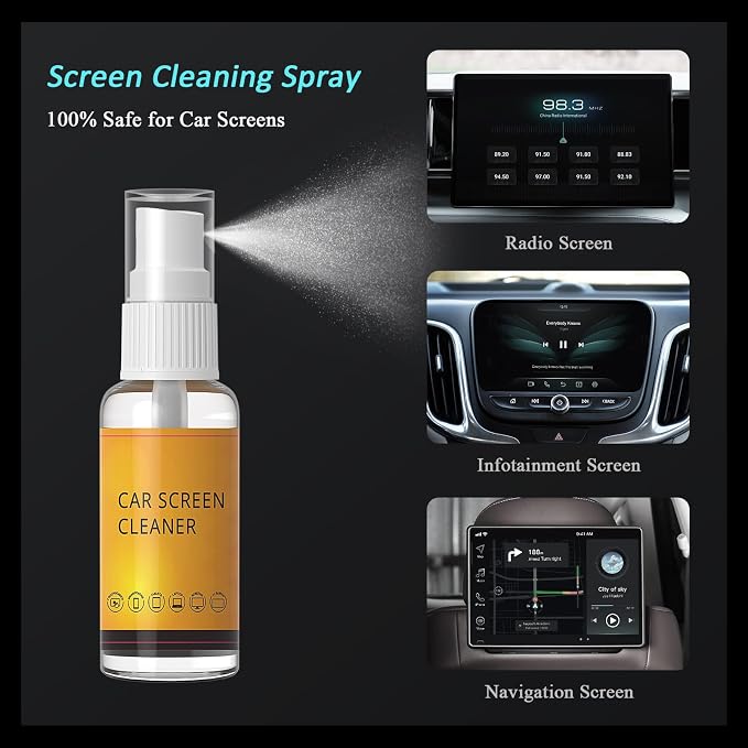 Edglete Car Screen Cleaner Spray and Wipe, Car Interior Cleaner Detailing Kit Screen Cleaning Tool for Touchscreen Display Dashboard, Car Detailing Brush for Tesla Jeep BMW Honda Benz Chevy