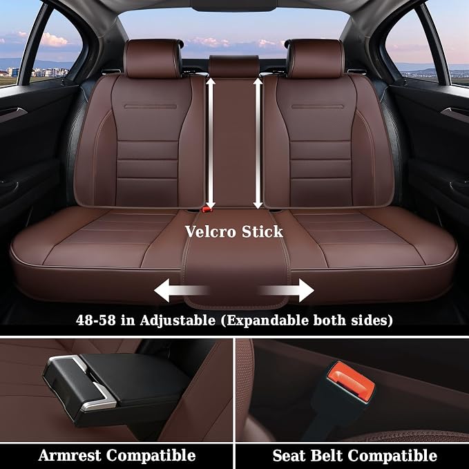 Coverado Car Seat Covers Front, Seat Covers for Cars, Waterproof 2-Pack Car Seat Cushions, Leather Carseat Seat Protectors, Universal Seat Covers Fit for Most Sedans SUV Pick-up Trucks(Brown)