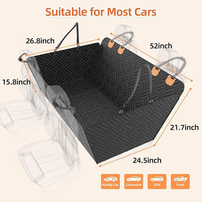 Back Seat Extender for Dogs,Hard Bottom Car Seat Cover for Dogs with Mesh Window,Waterproof Backseat Pet Cover Hard Bottom-Dog Car Seat Cover for Back Seat Dog Hammock for Car/SUV