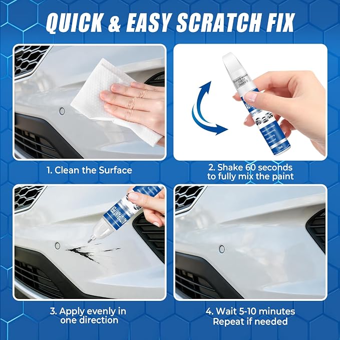 Touch Up Paint for Cars Oxford White (YZ/Z1/M6887), Compatible with Ford F-150/Explorer/Escape, 2-in-1 Car Scratch Repair Pen, Long-Lasting, Quick Dry, Color Accurate