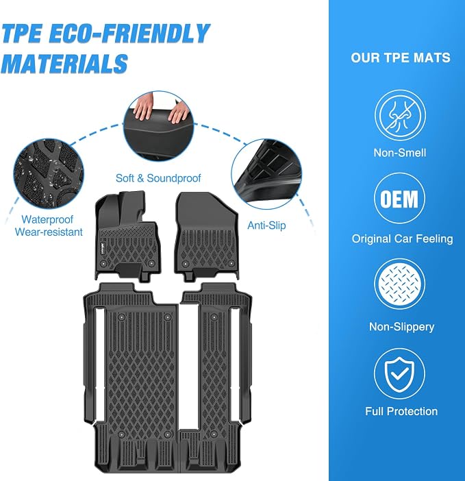 Nilight TPE Floor Mats for Toyota Sienna 8 Seats 2021 2022 2023 2024 2025 All Weather Custom Fit Heavy Duty Floor Liners