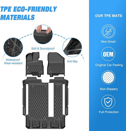 Nilight TPE Floor Mats for Toyota Sienna 8 Seats 2021 2022 2023 2024 2025 All Weather Custom Fit Heavy Duty Floor Liners