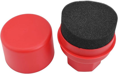 Wheel Tire Sponge Brush for Car Polishing and Waxing with Protective Lid, Featuring Curved and Flat Shape Applicators (Red radians hard)