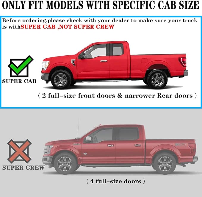 COMNOVA OE Style 6 Inch Side Running Boards Nerf Bars Side Steps Side Bars Fit 1999-2016 Ford F250 F350 Super Duty Extended Cab Pickup 3/4 Size Rear Doors,Off-Road (Black)