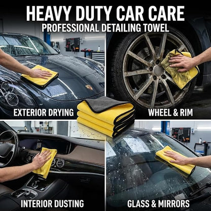 Microfiber Towels for Cars - 15.7" x 15.7" inches, Highly Absorbent Professional Grade Drying Towel Set for Superior Cleaning and Drying Performance - Car Drying & Kitchen Towel - Pack of 3