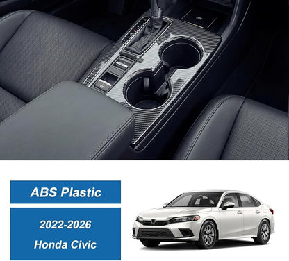 Carbon Fiber Gear Shift Panel Cover Compatible with 2022-2026 11th Gen Honda Civic