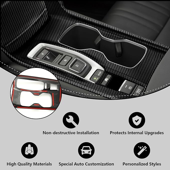 Carbon Fiber Gear Shift Panel Cover Compatible with 2018-2022 10th Gen Honda Accord Hybrid