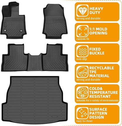 Floor Mats for Toyota RAV4 2019-2025, 2021 RAV4 Floor Mats, TPE Non-Slip Waterproof Summer Winter, for Front & Rear Row & Cargo Floor Mats