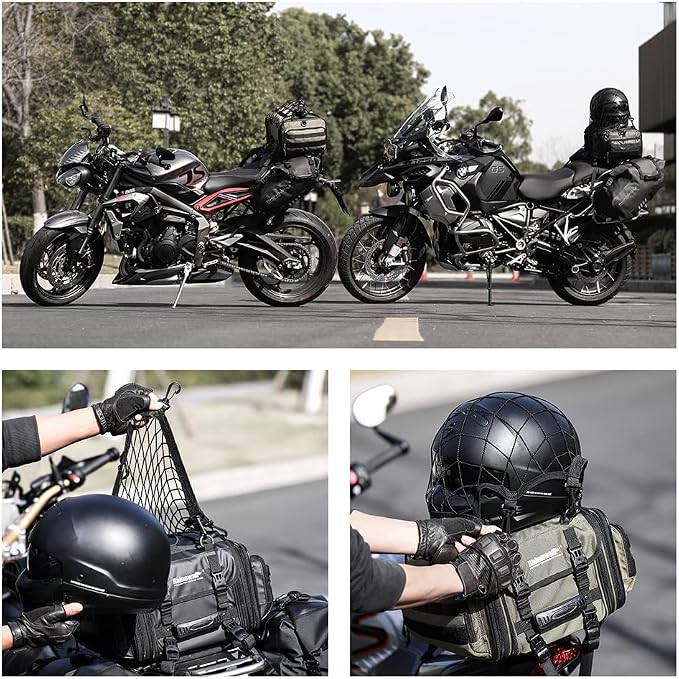Rhinowalk Motorcycle Luggage Net Cargo Net Helmet Luggage Net with Adjustable Metal Hooks for Motorcycles and Bicycles