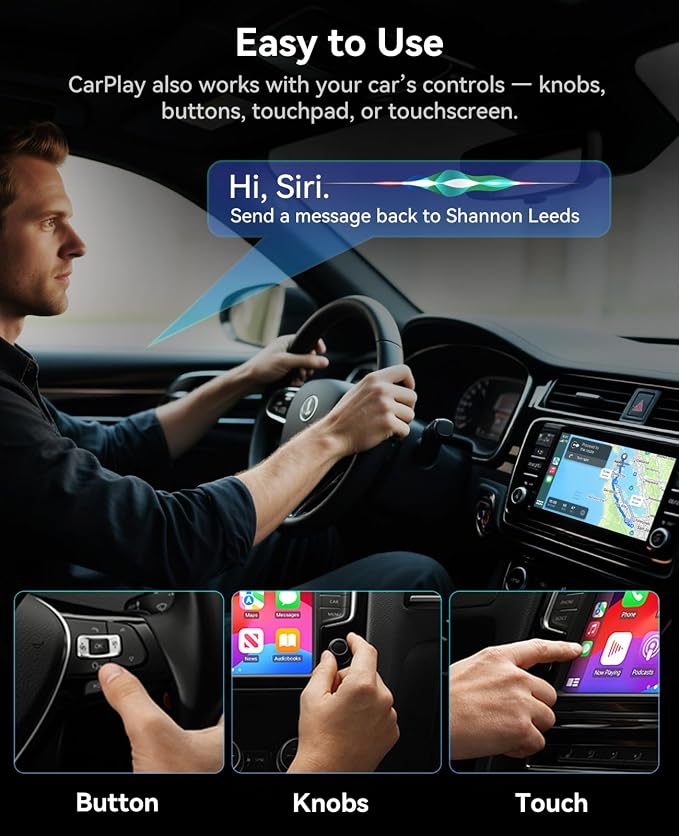 Wireless CarPlay Adapter & Android Auto Dongle-2-in-1 Wired to Wireless Converter, Plug & Play Fast Auto-Connect, No Delay Compact Design for iPhone Android USB/USB-C