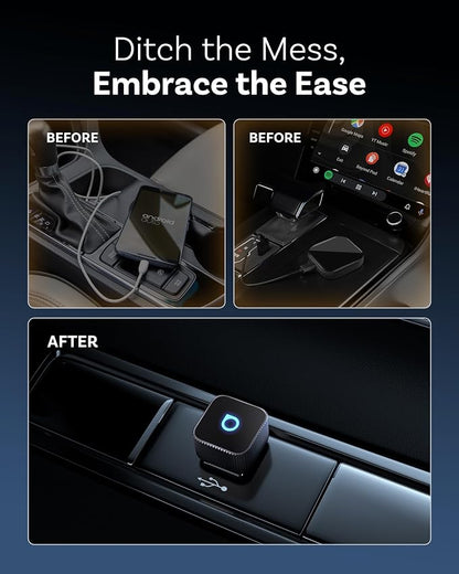 OTTOCAST Mini Slim Wireless CarPlay & Android Auto Adapter, USB-A/USB-C Dual Port, 5s Auto Connect, Plug & Play, Compact Design