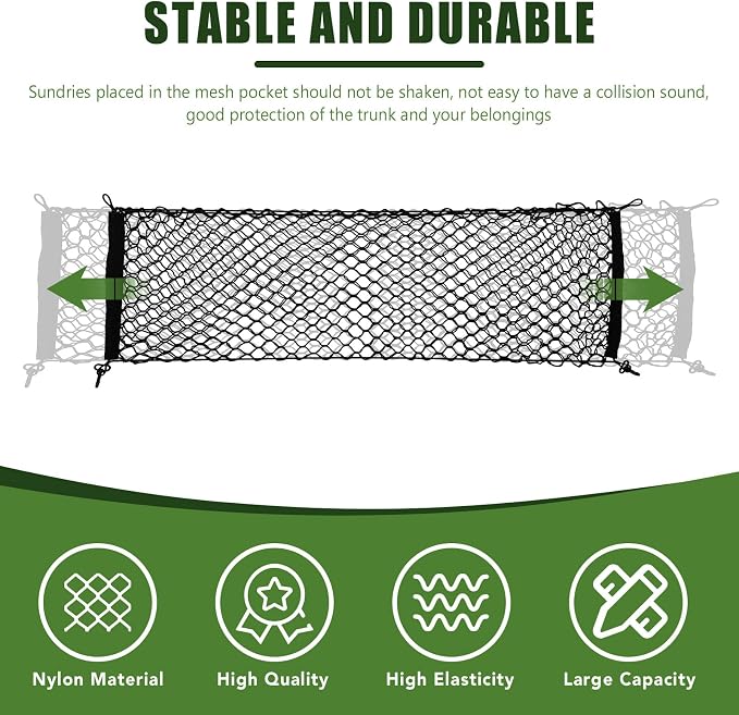 Trunk Cargo Net for 2010-2024 Toyota 4Runner 2 Row Model Only, Trunk Organizer Net Anti-Slip Rear Mesh Cargo Netting for 4 Runner SUV Accessories(Envelope Style)