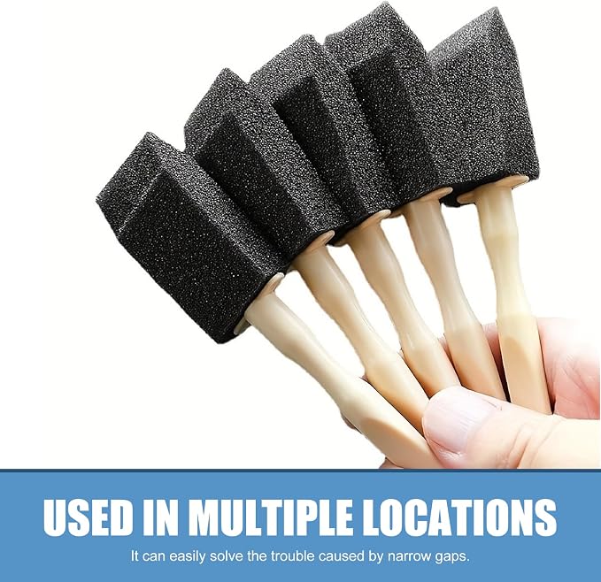 10 PCS Car Interior Detailing Brush, 1.96" Foam Paint Brushes for Car A/C Vent Clean, Soft Duster Detailing Brushes with Long Handle, Universal Interior Cleaning Tool for Cars (Black)