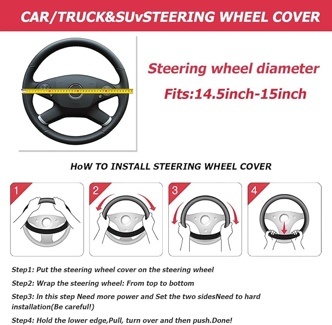 Mandark Car Steering Wheel Cover, Suede Sport Vehicle Steer Wheel Protector Fitting 15 Inch, Non-Slip Comfortable Automotive Interior Decoration Accessories, Universal for Most Cars (Beige)