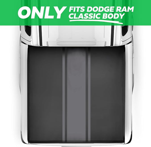 MotorBox Truck Tonneau Cover for Ram 1500 (2002-2023) / Ram 2500 & 3500 (2003-2020) with 6.4 ft Bed Length, All-Weather Retractable Soft Roll-Up Truck Bed Cover with Gray Stripes