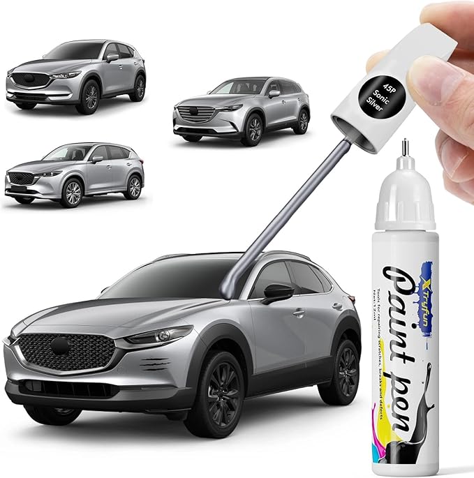45P Sonic Silver Touch Up Paint Compatible with Mazda, DIY Car Paint Scratch Repair, Quick & Easy Fix Automotive Scratch Repair for CX-5/CX-30/CX-9/CX-90/Mazda3/Mazda6