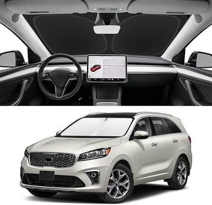 Custom Fit Windshield Sun Shade for Kia Sorento 2016-2020, Blocks UV & Heat, Front Window Sunshade Accessorie, Easy Fold & Store Keep Your Car Cooler