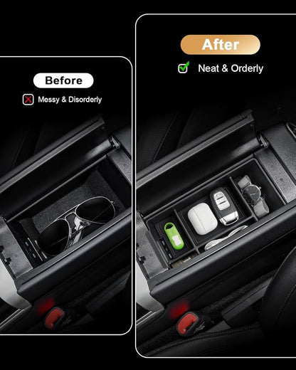 ECOZEN Center Console Organizer For 2022-2026 Mercedes C Class C 300/AMG C 43/C 63 - Armrest Box Storage Tray Compatible with 2022-2026 Mercedes C 300/ AMG C 43 C63 Accessories Armrest Organizer ABS