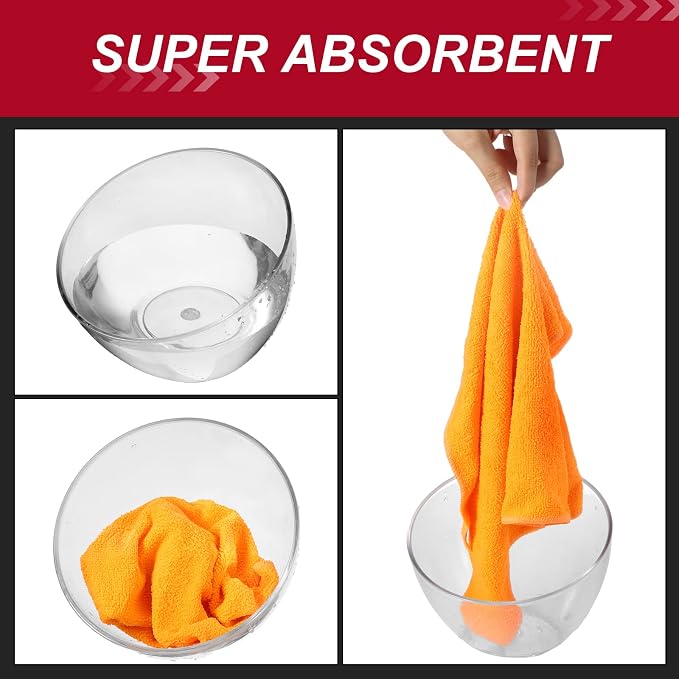 200 Pcs Microfiber Cleaning Cloth 16x16 Inch Microfiber Towels for Car Ultra Absorbent Cleaning Rags Reusable Lint Free Streak Free Detailing Towel for Car Washing Drying Dusting (Orange)
