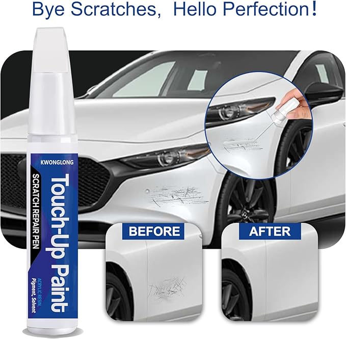 41W Jet Black Mica Touchup Paint Compatible with Mazda, 2-in-1 Scratch Repair Pen Exact Color Match, Car Scratch Repair Pen