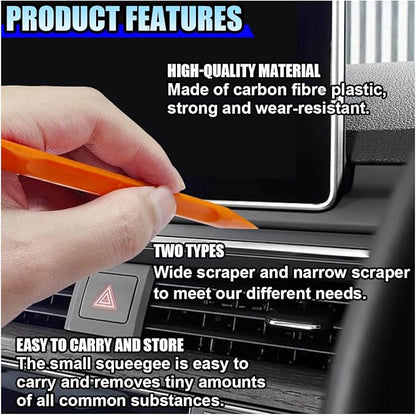 3PCS Plastic Scraper Tool - Multi-Purpose Non-Scratch Scrapers Cleaning Tool for Tight Spaces - Pen-Shaped Label Sticker Remover Scraper for Car Detailing Kitchen Crevices Gaps (Orange)