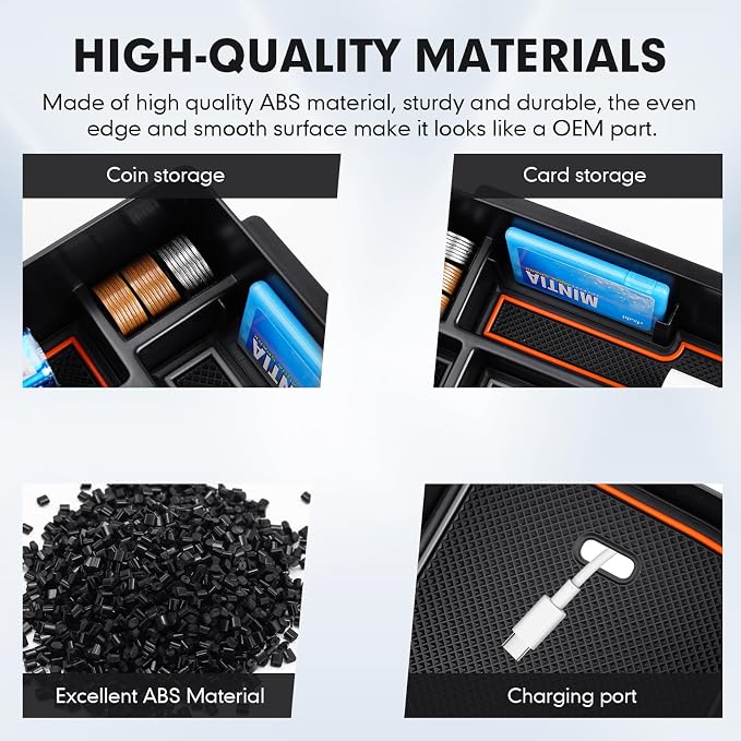 Autorder 2PCS Center Console Organizer for 2010-2024 Toyota 4Runner Accessories Armrest Storage Box Secondary Insert Tray Gear Shift Organizer Tray with Anti-Slip Mat