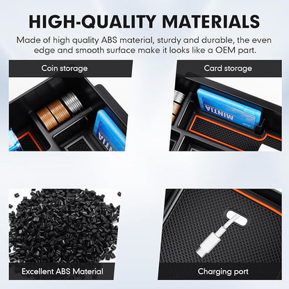 Autorder 2PCS Center Console Organizer for 2010-2024 Toyota 4Runner Accessories Armrest Storage Box Secondary Insert Tray Gear Shift Organizer Tray with Anti-Slip Mat