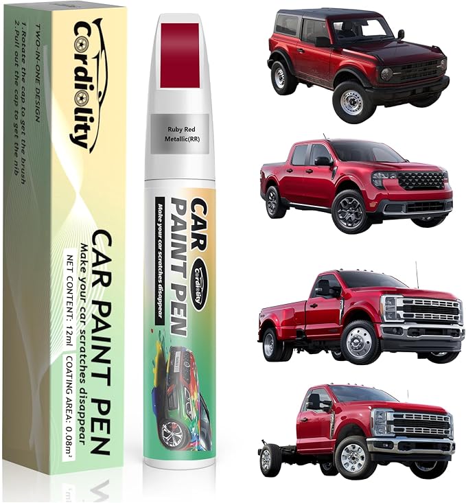 Car Touch Up Paint Ruby Red Metallic(RR) for Ford, Color Accurate Car Scratch Repair Remover Pen Fix Auto Paint Chips and Nicks