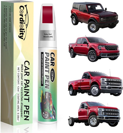 Car Touch Up Paint Ruby Red Metallic(RR) for Ford, Color Accurate Car Scratch Repair Remover Pen Fix Auto Paint Chips and Nicks
