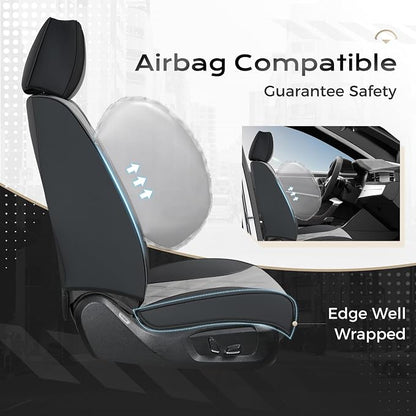 Coverado Car Seat Covers Full Set, Seat Covers for Cars, Front Seat Covers and Back Seat Cover Waterproof Leather Automotive Seat Cover, Universal Car Interior Protectors Cushion for Most Cars